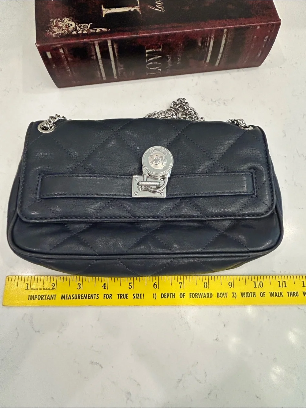 Michael Kors Black Quilted Shoulder Bag with Silver Chain